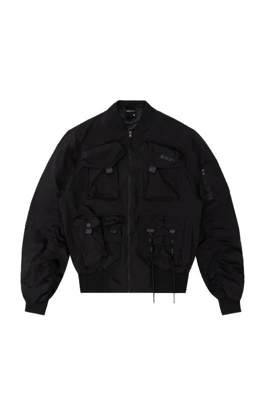 Mixed Media Utility Jacket - Black