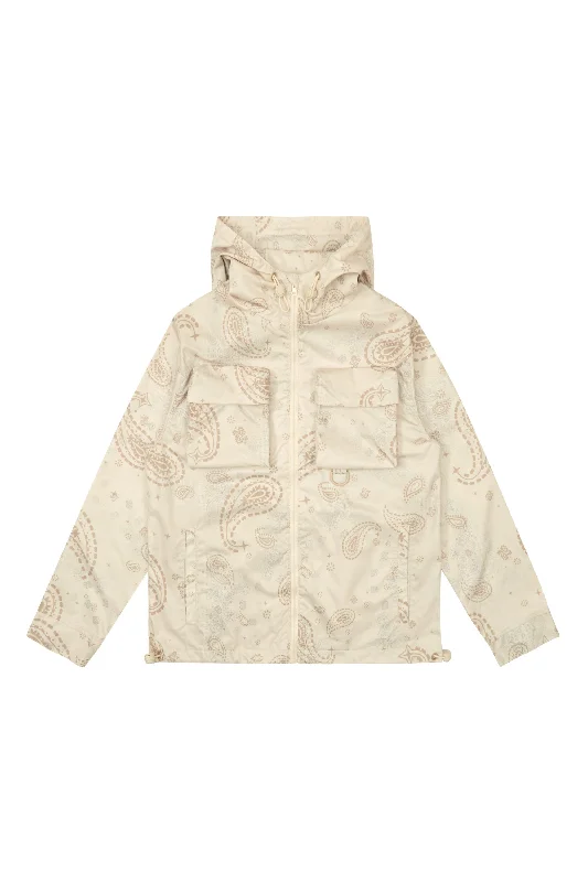 Paisley Full Zip Windbreaker Jacket - Latte