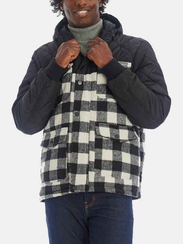 Quilted Sleeve Flannel Jacket