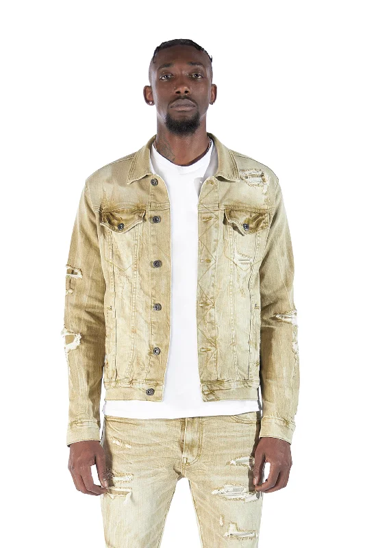 Rip & Repaired Color Jean Jacket - Light Oak