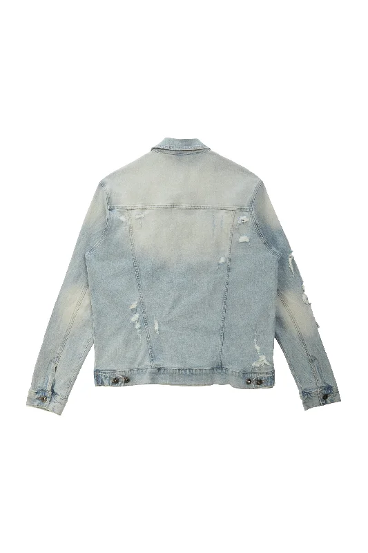 Rip & Repaired Color Jean Jacket - Natick Blue