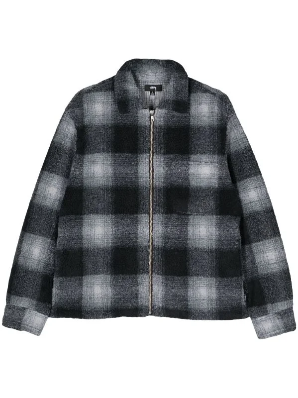 STUSSY Men Zip Sherpa Shadow Plaid