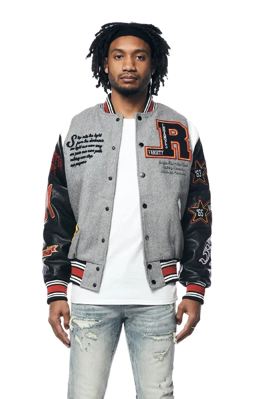 Torch Varsity Jacket - Light Heather Grey