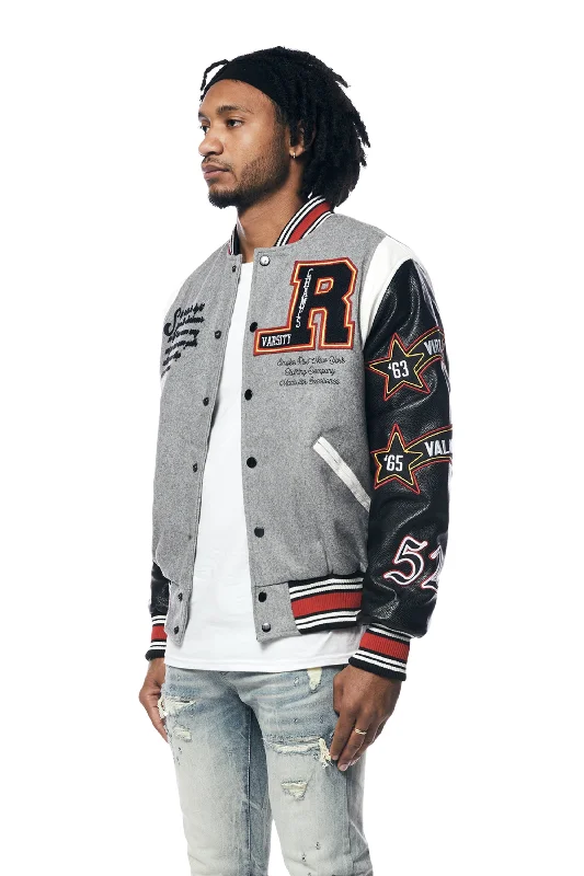 Torch Varsity Jacket - Light Heather Grey