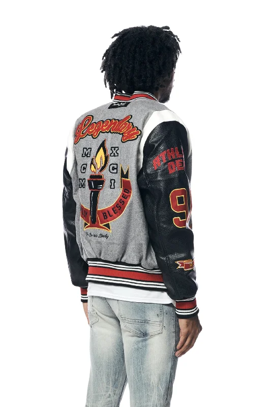 Torch Varsity Jacket - Light Heather Grey