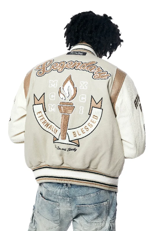 Torch Varsity Jacket - Clay