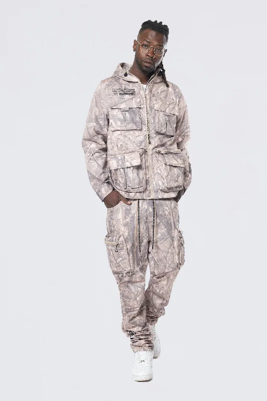 Utility Windbreaker Jacket - Khaki Hunting Camo