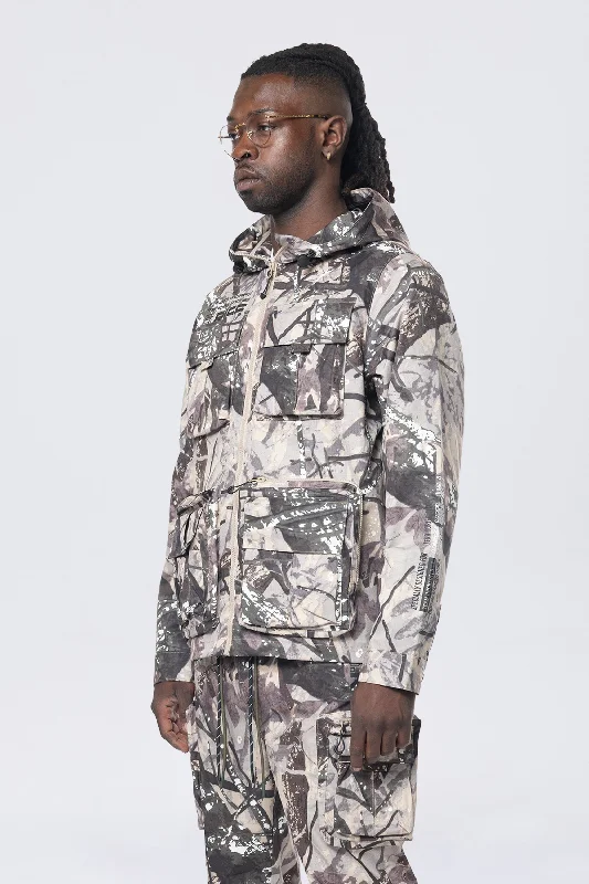 Utility Windbreaker Jacket - Olive Hunting Camo