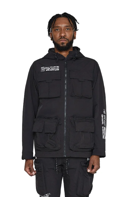 Windbreaker Utility Jacket - Black