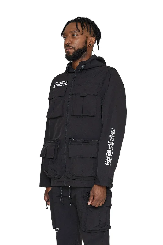 Windbreaker Utility Jacket - Black