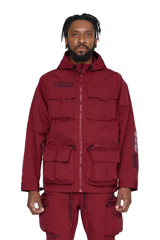 Windbreaker Utility Jacket - Burgundy