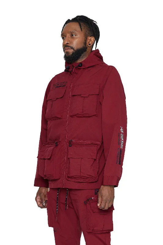 Windbreaker Utility Jacket - Burgundy