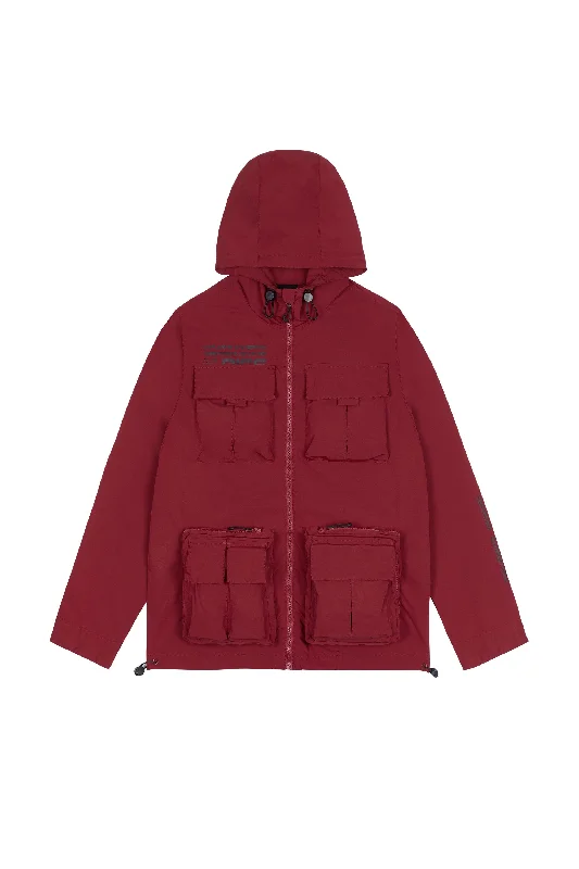 Windbreaker Utility Jacket - Burgundy