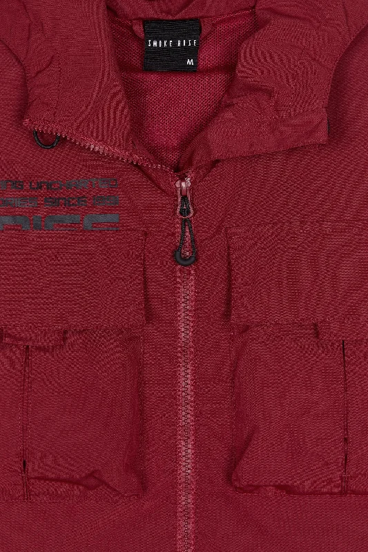 Windbreaker Utility Jacket - Burgundy