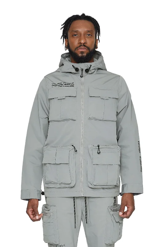 Windbreaker Utility Jacket - Light Grey