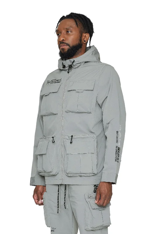 Windbreaker Utility Jacket - Light Grey