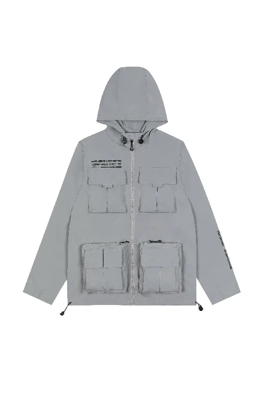 Windbreaker Utility Jacket - Light Grey