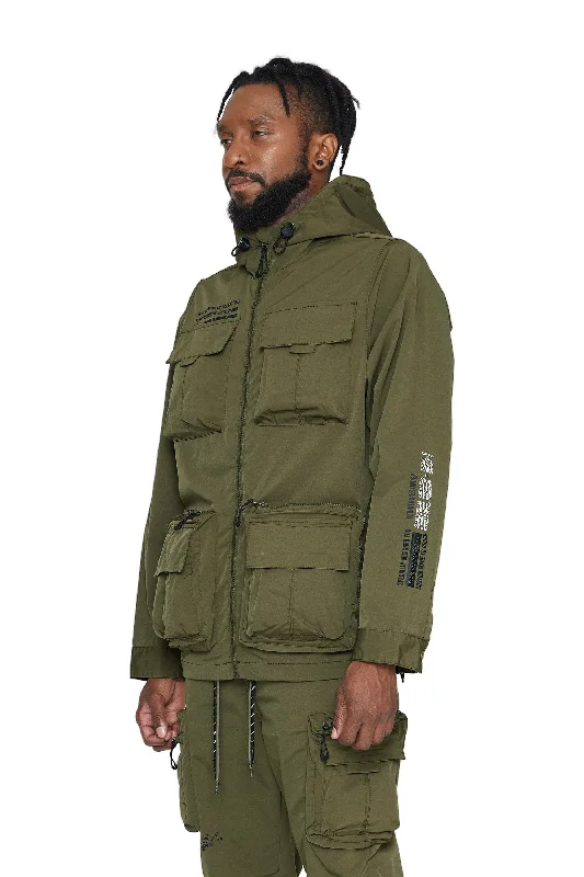 Windbreaker Utility Jacket - Olive