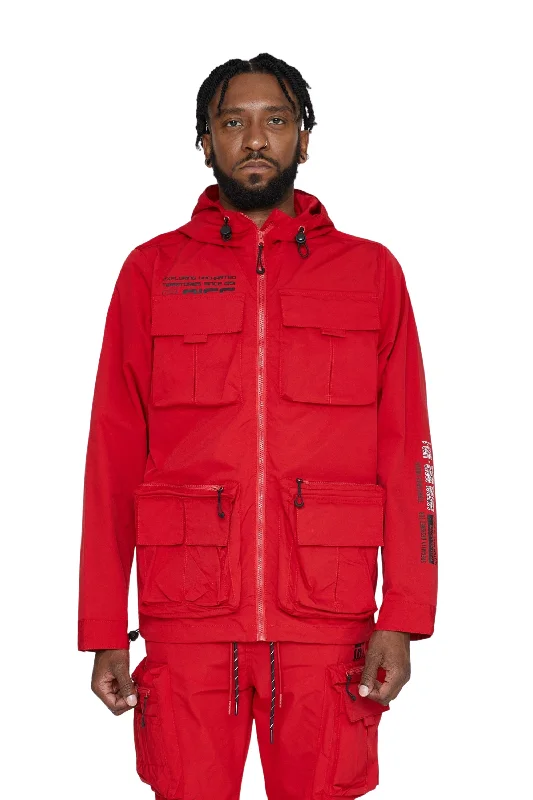 Windbreaker Utility Jacket - Red