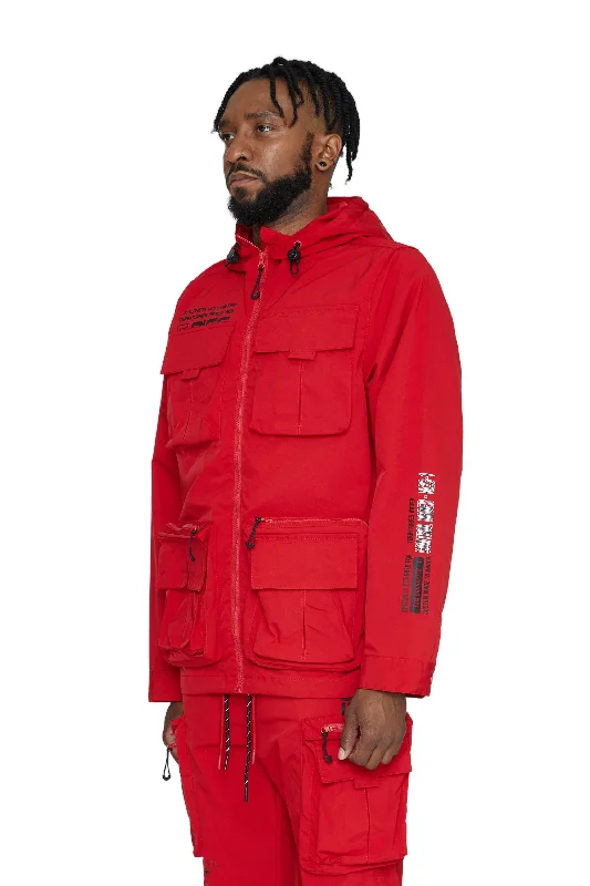 Windbreaker Utility Jacket - Red