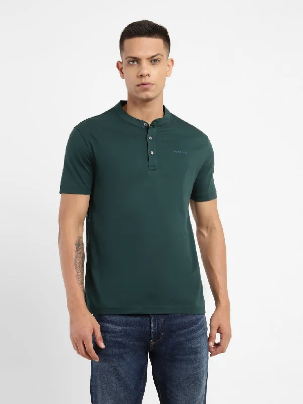 Men's Shirts with Graphic SleevesMen's Solid Henley Neck T-shirt