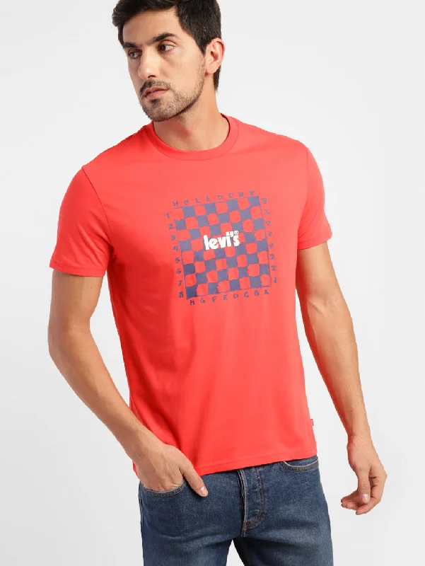 Solid-Colored Men's ShirtsMen's Graphic Print Slim Fit T-shirt Red