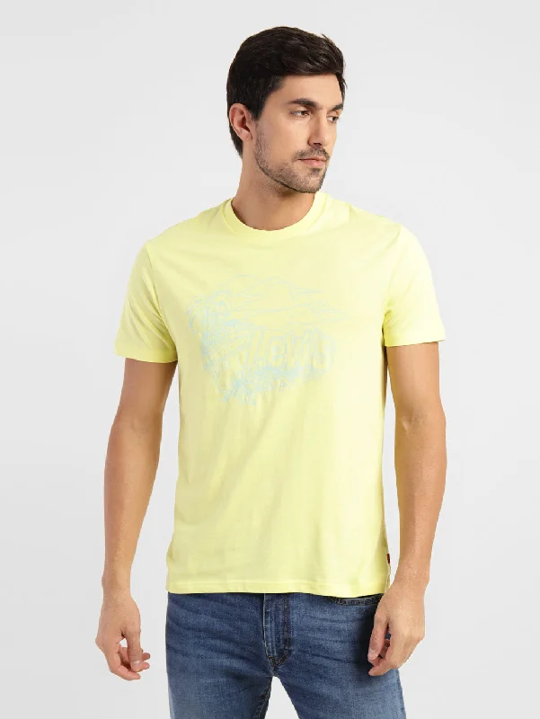 Lightweight Men's Linen ShirtsMen's Graphic Print Slim Fit T-shirt Yellow