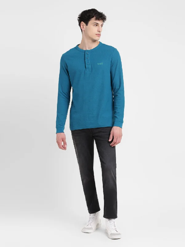 Men's Shirts with Lace-Up HemlinesMen's Solid Henley Neck T-shirt