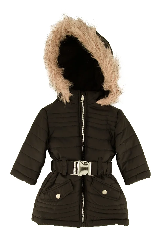 Men's Coats for HikingBaby Boys 12-24M Faux Fur Lined Belted Puffer Jacket