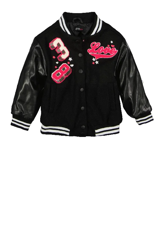 Luxurious Men's Cashmere CoatsLittle Girls Love Chenille Patch Varsity Jacket