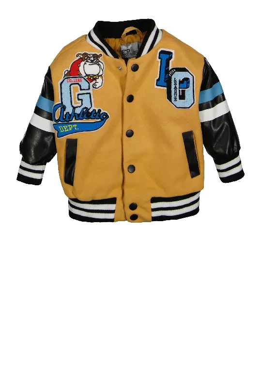 Men's Coats with Reflective StripesBaby Boys 12-24M Faux Leather Sleeve Varsity Jacket