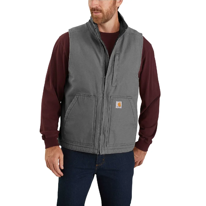 Men's Coats for Tall Men'Carhartt' Men's Duck Sherpa Lined Vest - Gravel