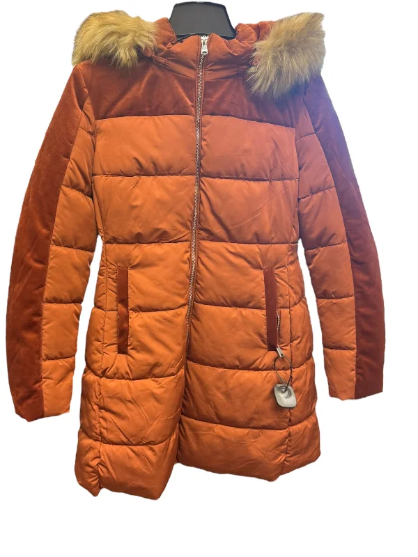 Men's Coats with ButtonsCoat Puffer & Quilted By Cmc In Orange, Size: L