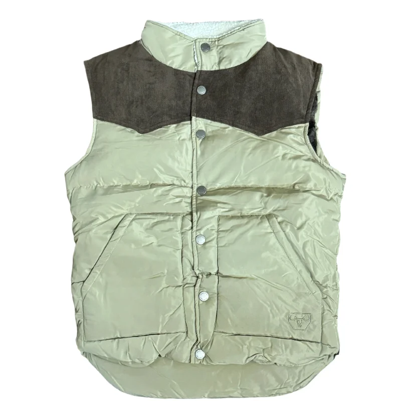 Men's Coats for Rainy WeatherFur Lined Puffer Vest - Khaki