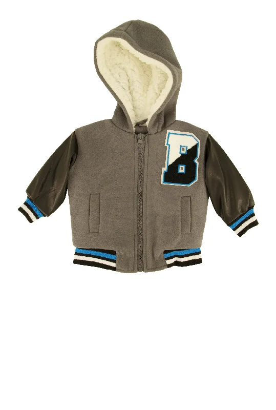 Men's Coats with Convertible CollarsBaby Boys 0-9M Color Blocked Hooded Varsity Jacket