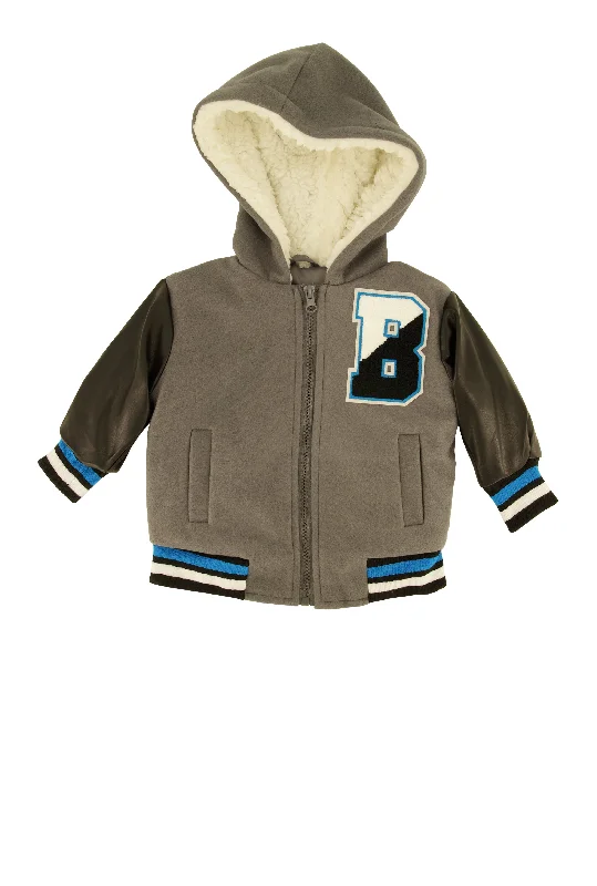 Men's Coats for SpringBaby Boys 12-24M Color Blocked Hooded Varsity Jacket