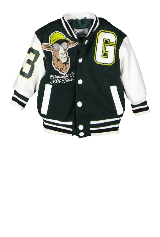 Men's Coats with Water-Repellent FabricBaby Boys 12-24M Goat Chenille Patch Varsity Jacket