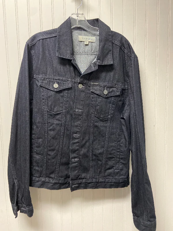 Men's Coats with ButtonsJacket Denim By Calvin Klein In Denim Blue, Size: Xl