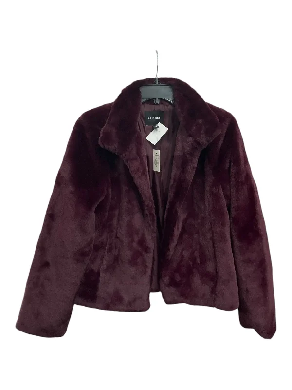 Men's Coats with Contrast StitchingJacket Faux Fur & Sherpa By Express In Purple, Size: Xs