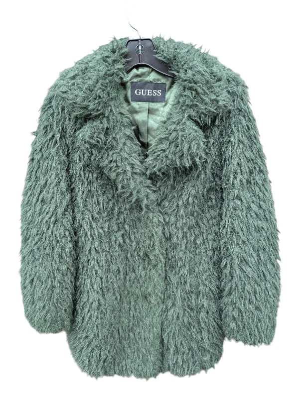 Versatile Men's Pea CoatsJacket Faux Fur & Sherpa By Guess In Green, Size: S