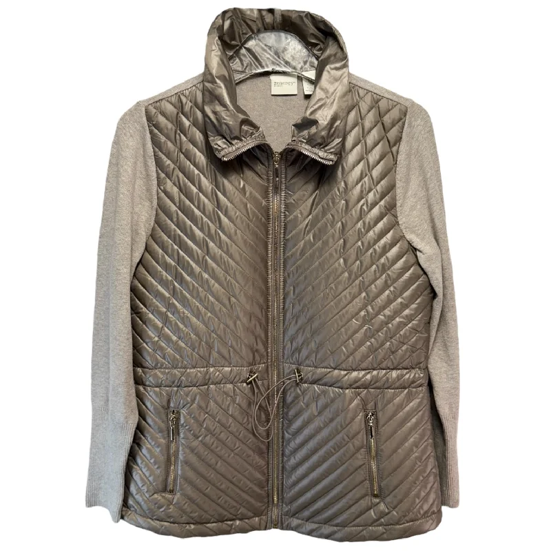 Cool Men's Pea CoatsJacket Puffer & Quilted By Zenergy By Chicos In Taupe, Size: 4