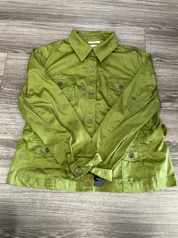 Classic Men's Trench CoatsJacket Shirt By Jones New York In Green, Size: 2x