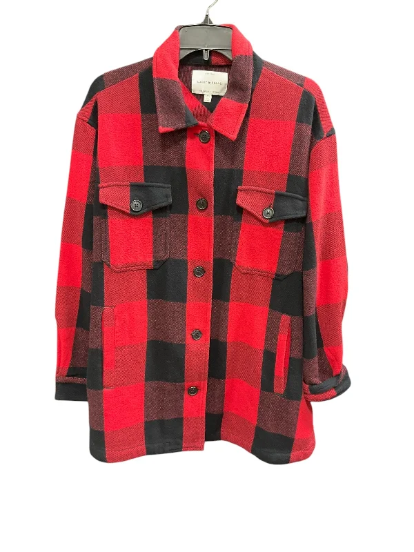 Men's Coats for Big and TallJacket Shirt By Lucky Brand O In Red Black, Size: M