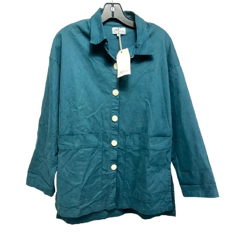 Men's Coats for All SeasonsJacket Shirt By Mien In Teal, Size: M