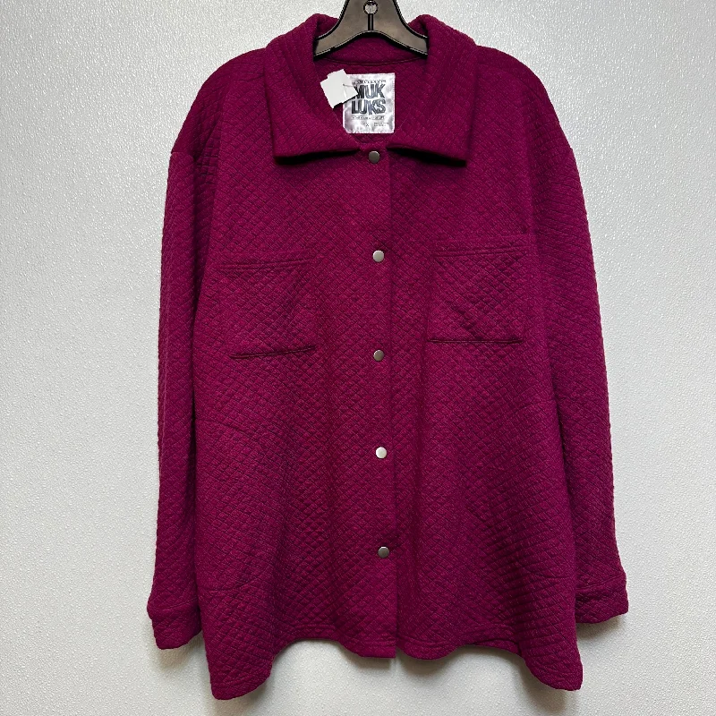 Men's Coats with VentilationJacket Shirt By Muk Luks In Raspberry, Size: 1x