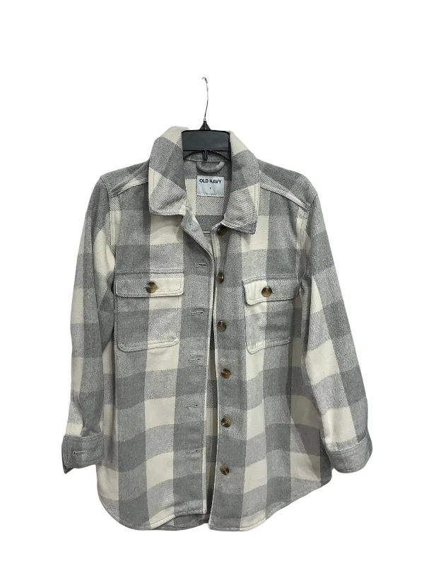 Men's Coats with Multi-Pocket DesignJacket Shirt By Old Navy In Plaid Pattern, Size: S