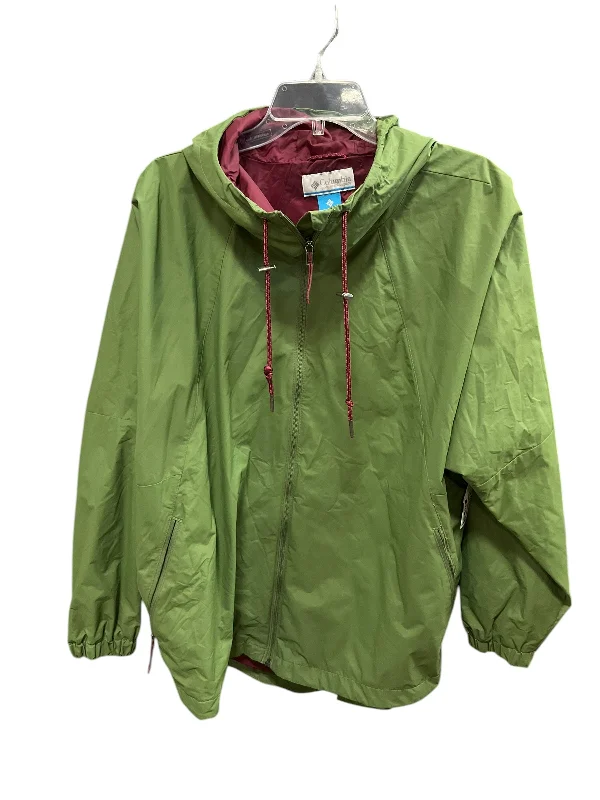 Classic Men's Trench CoatsJacket Windbreaker By Columbia In Green, Size: L