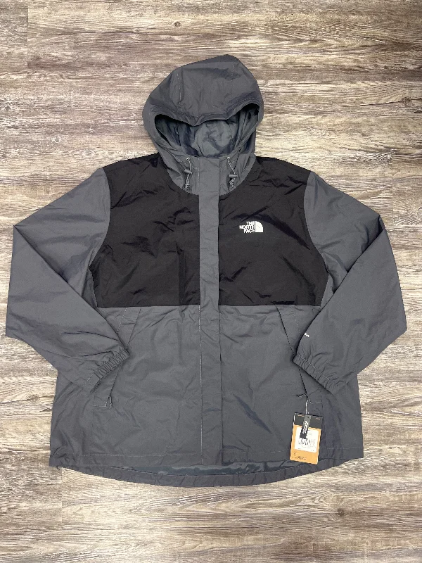 Men's Coats with Reflective StripesJacket Windbreaker By The North Face In Black & Grey, Size: 3x