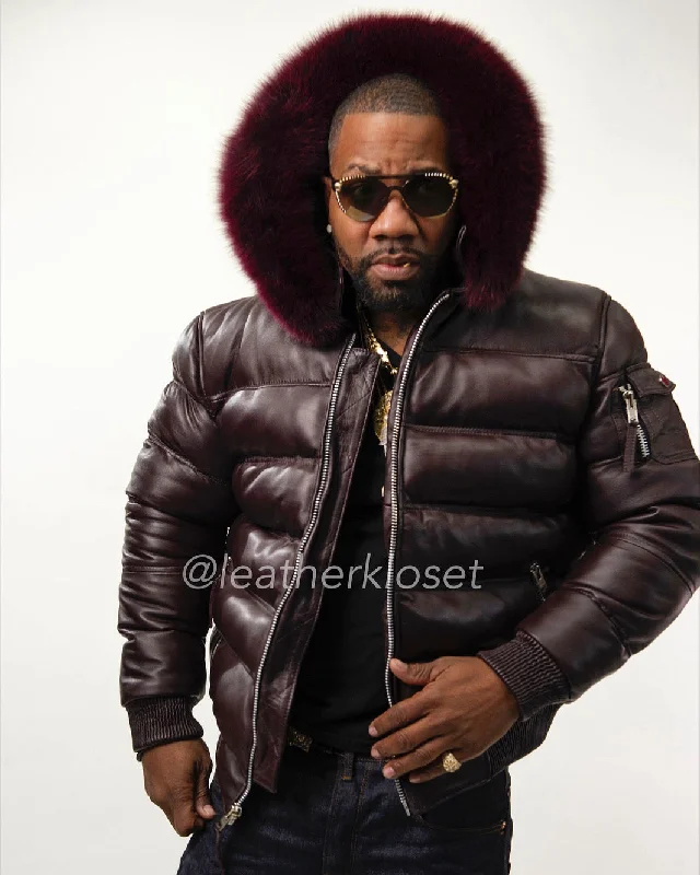 Men's Coats for Every OccasionMen’s Aspen Leather Bubble Bomber Jacket [Wine]