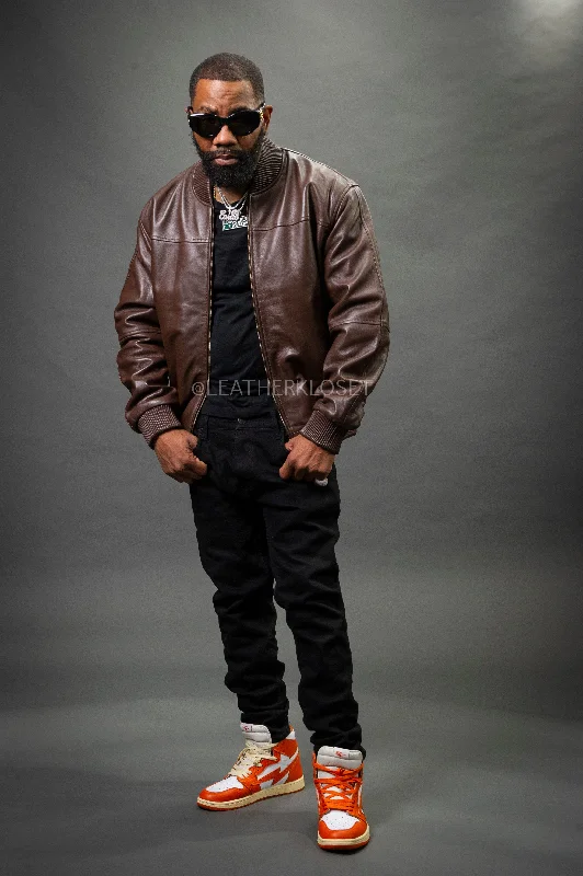 Men's Coats Made in the USAMen's Classic Baseball Leather Jacket [Brown]